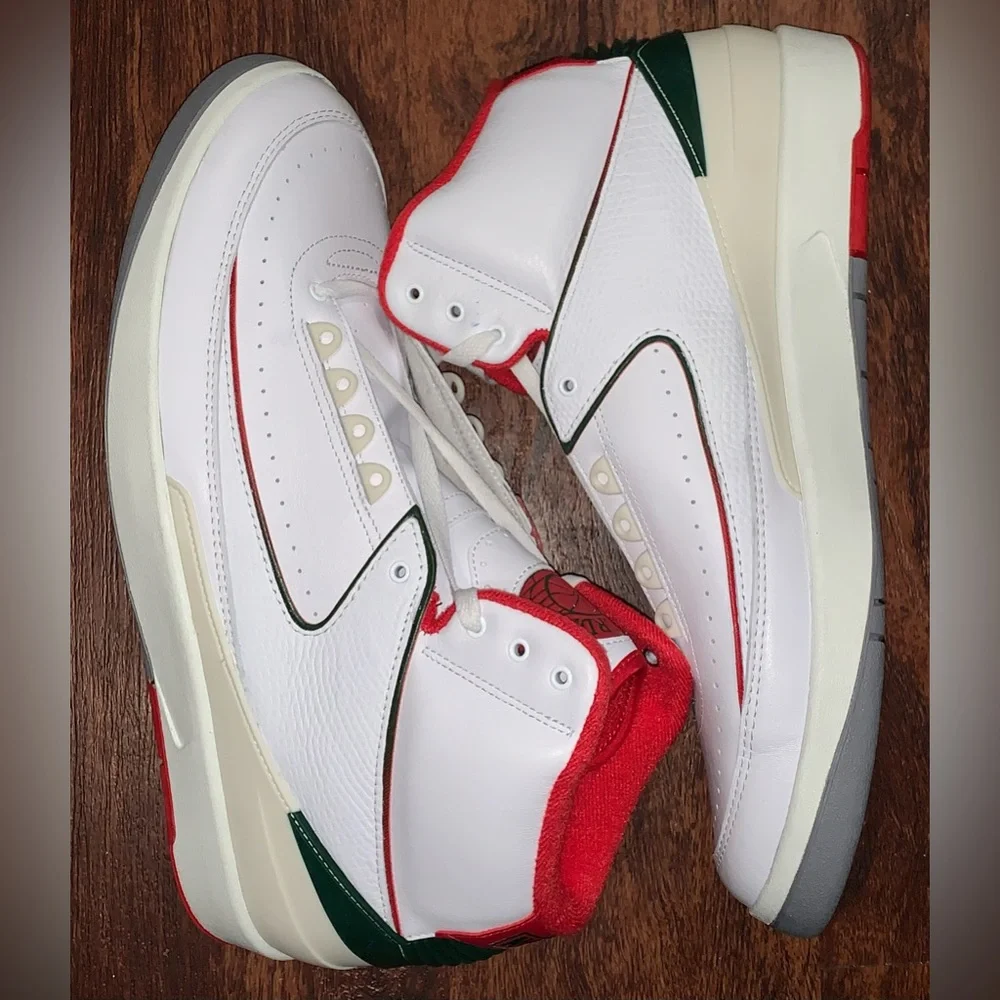 Jordan Men’s White Red Green Leather Sneakers